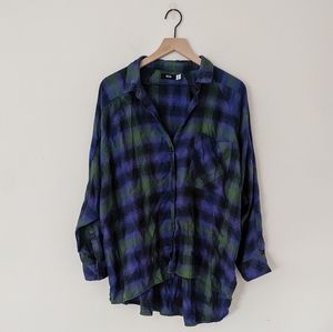 Urban Outfitters Blue Purple Drapey Flannel